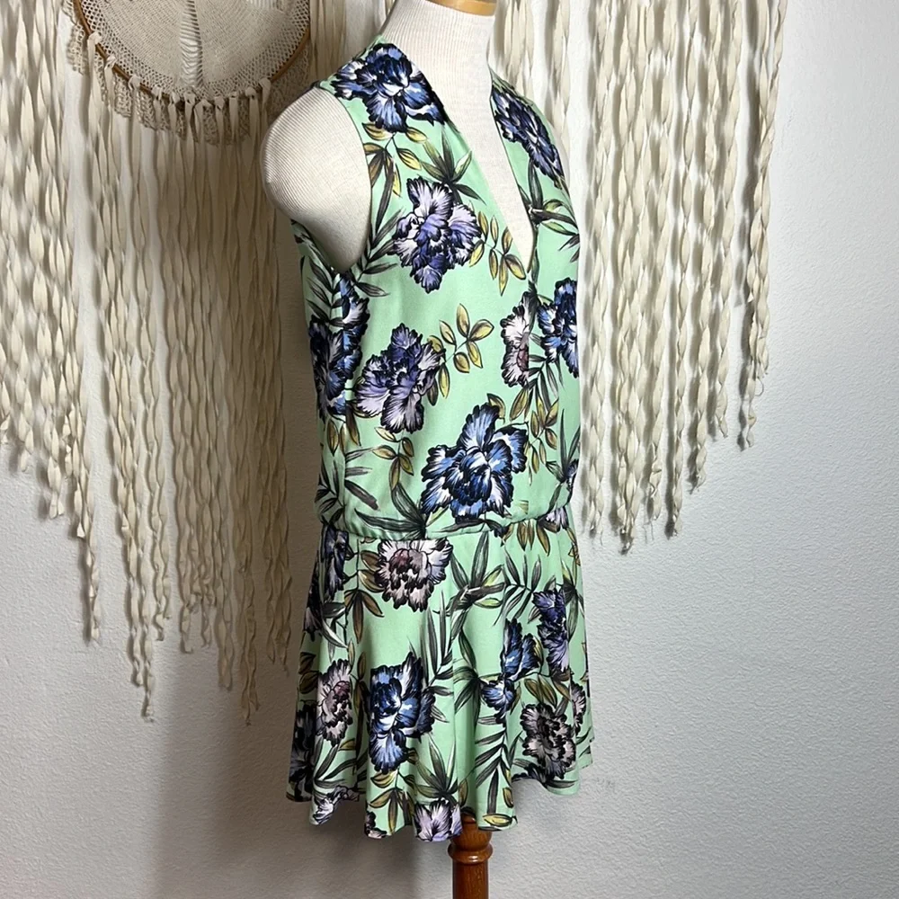 Alice + Olivia Green Floral Mini Dress size 2 - Picture 4 of 8